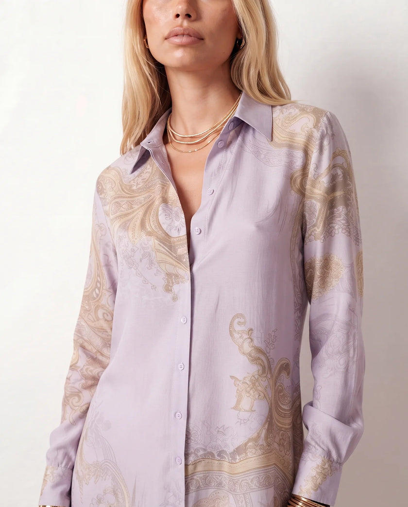 Maxi Dress Women Abstract Print Button Front V-Neck Casual