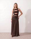 Sequined Maxi Dress Women Formal Drop Waist Cutout Sleeveless