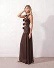 Sequined Maxi Dress Women Formal Drop Waist Cutout Sleeveless