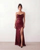 Sequined Maxi Dress Women Formal Cowl Neck Open Back Front Slit