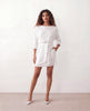 Sequined Mini Dress Women Belted Boat Neck 3/4 Sleeve