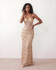 Sequin Maxi Dress Women Corset Basque Waist Backless Formal