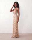 Sequin Maxi Dress Women Corset Basque Waist Backless Formal