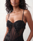 Sequin Maxi Dress Women Corset Basque Waist Backless Formal