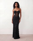 Sequin Maxi Dress Women Corset Basque Waist Backless Formal