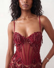 Sequin Maxi Dress Women Corset Basque Waist Backless Formal