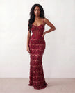 Sequin Maxi Dress Women Corset Basque Waist Backless Formal