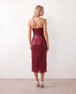 Sequined Midi Dress Women V-Neck Spaghetti Strap Backless Formal