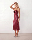 Sequined Midi Dress Women V-Neck Spaghetti Strap Backless Formal