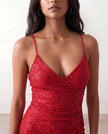 Sequined Maxi Dress Women Formal Wrap V-Neck Side Slit Low Back