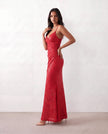 Sequined Maxi Dress Women Formal Wrap V-Neck Side Slit Low Back