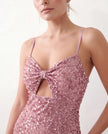 Sequined Maxi Dress Women Formal Sweetheart Side Slit Low Back
