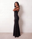 Sequin Maxi Dress Women Halter Open Back Mermaid Formal