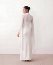 Glossy Maxi Dress Women Formal Corset Lace-Up Back Long Sleeve
