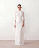 Glossy Maxi Dress Women Formal Corset Lace-Up Back Long Sleeve