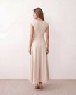 A-Line Midi Dress Women Square Neck Cap Sleeve Cocktail
