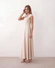 A-Line Midi Dress Women Square Neck Cap Sleeve Cocktail