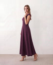 A-Line Midi Dress Women Square Neck Cap Sleeve Cocktail