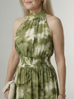 FJØRNA women's summer midi dress with halter neck and sleeveless design, casual and stylish for warm weather.