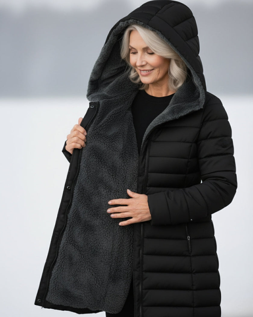 Danique | Women's Longline Hooded Fleece-Lined Winter Puffer Coat