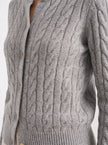 Cable Knit Sweater Women Wool Button Long Sleeve