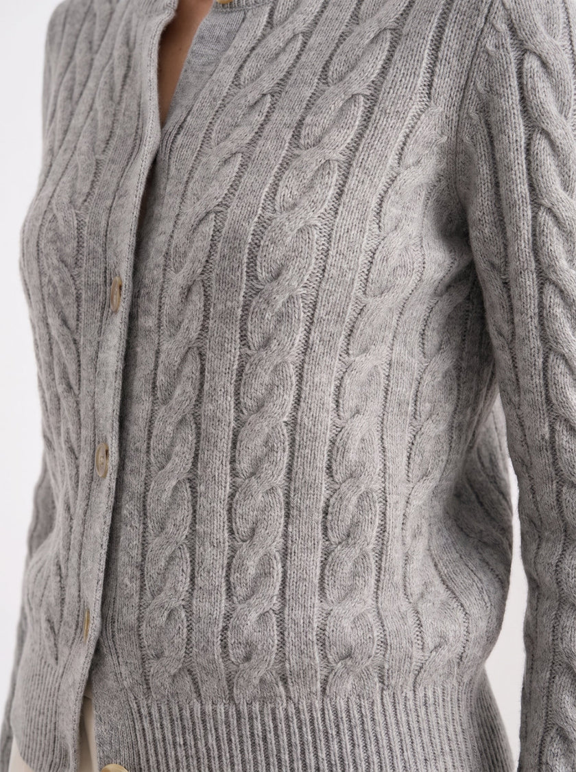 Cable Knit Sweater Women Wool Button Long Sleeve