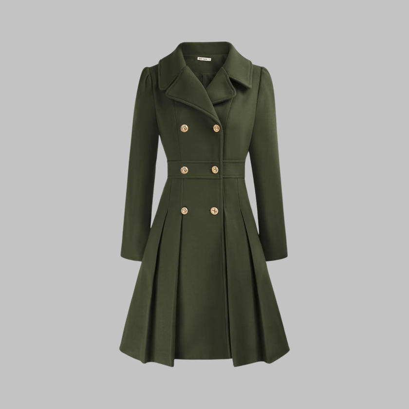 Double-Breasted Coat Women Long Sleeve Tailored Button Front