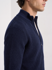 Wool Cardigan Men Fitted Full Zip Stand Collar