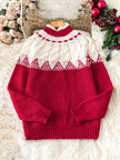 Leonora | Women's Long Fair Isle Tacky Holiday Mock-Neck Knit Sweater