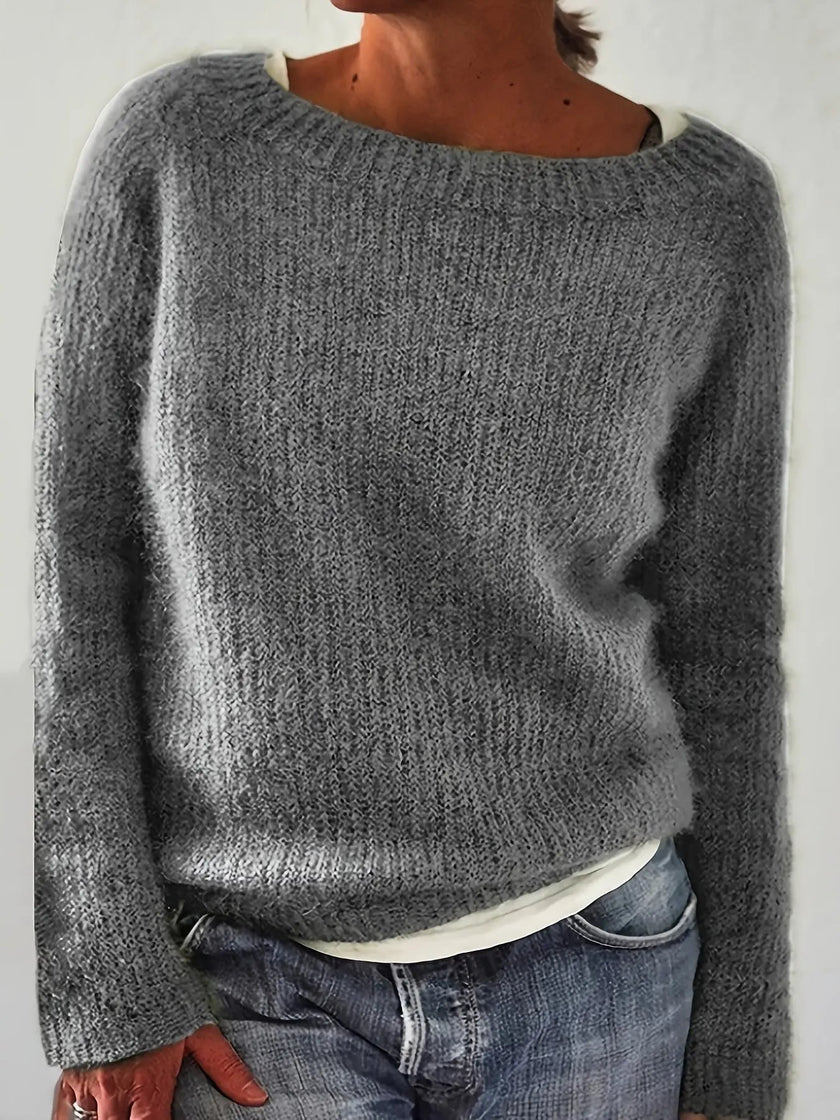 Matilda | Women's Relaxed-Fit Crew Neck Knit Sweater with Long Sleeves for Layering