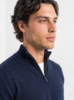 Quarter Zip Knit Sweater Men Stand Collar Regular Fit