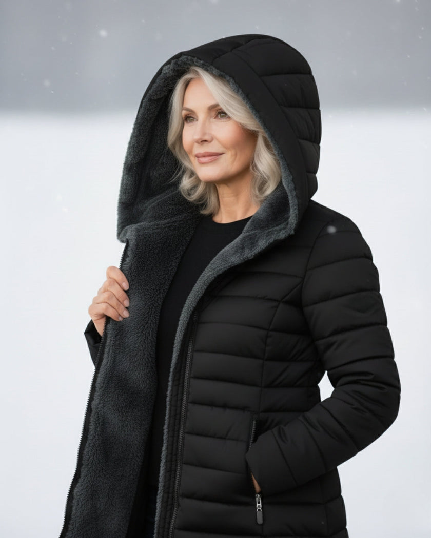 Danique | Women's Longline Hooded Fleece-Lined Winter Puffer Coat