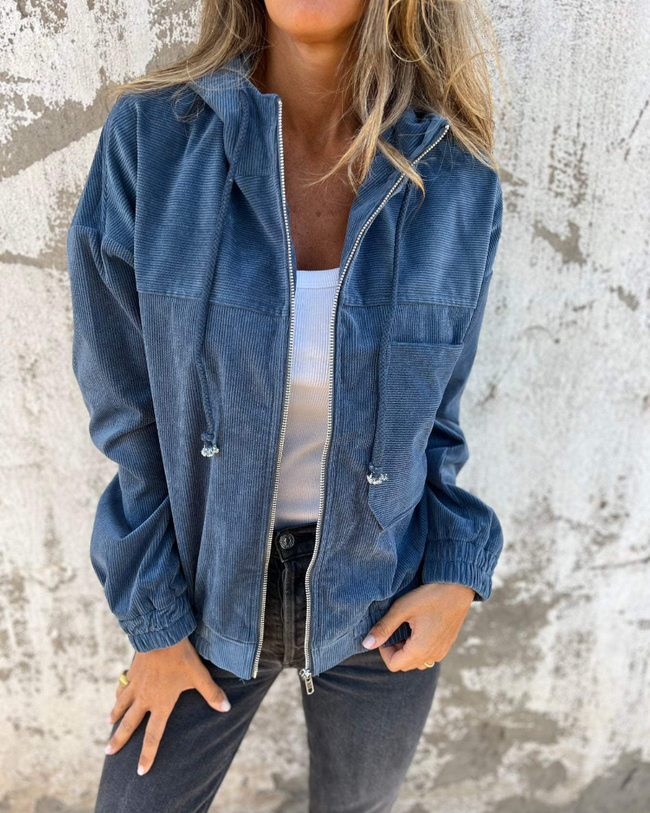 Ella | Women's Classic Corduroy Hooded Jacket Coat with Elegant Soft Cozy