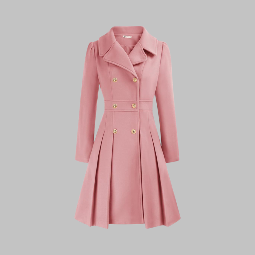 Double-Breasted Coat Women Long Sleeve Tailored Button Front