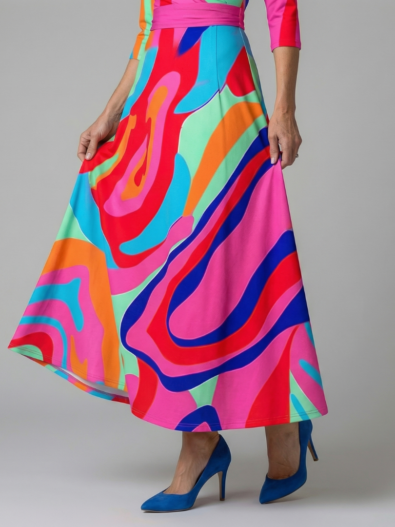 FJØRNA women's floral summer maxi dress with V-neck wrap style, lightweight and flowy for warm weather.