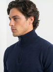 Quarter Zip Knit Sweater Men Stand Collar Regular Fit