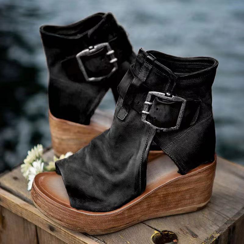 FJØRNA women's orthopedic boho wedge sandals with supportive footbed and stylish design, perfect for comfortable summer wear.