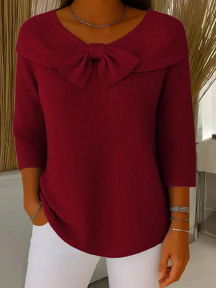 Sasha | Women's Elegant Bow Detail Knit Sweater with Cozy for Winter