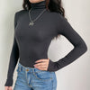 Turtleneck Knit Top Women Fitted Long Sleeve