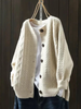 Lorenza | Women's Versatile Oversized Cable Knit Button-Front Cardigan Sweater with Ribbed Cozy for Layering