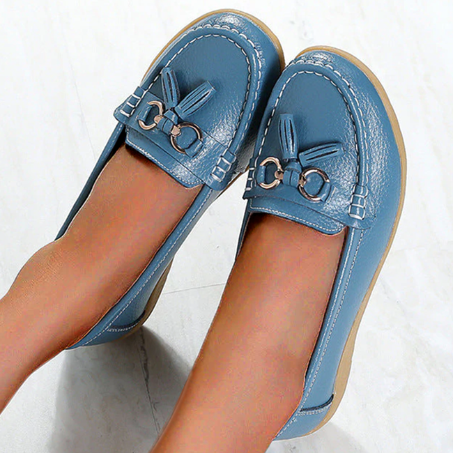 FJØRNA women's orthopedic loafers with non-slip waterproof soles, stylish slip-on shoes for comfort and stability.