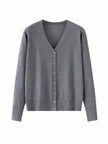 Tilde | Women's Ribbed V-Neck Button-Front Cardigan