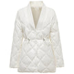 Quilted Jacket Women Button Front Adjustable Waist V-Neck