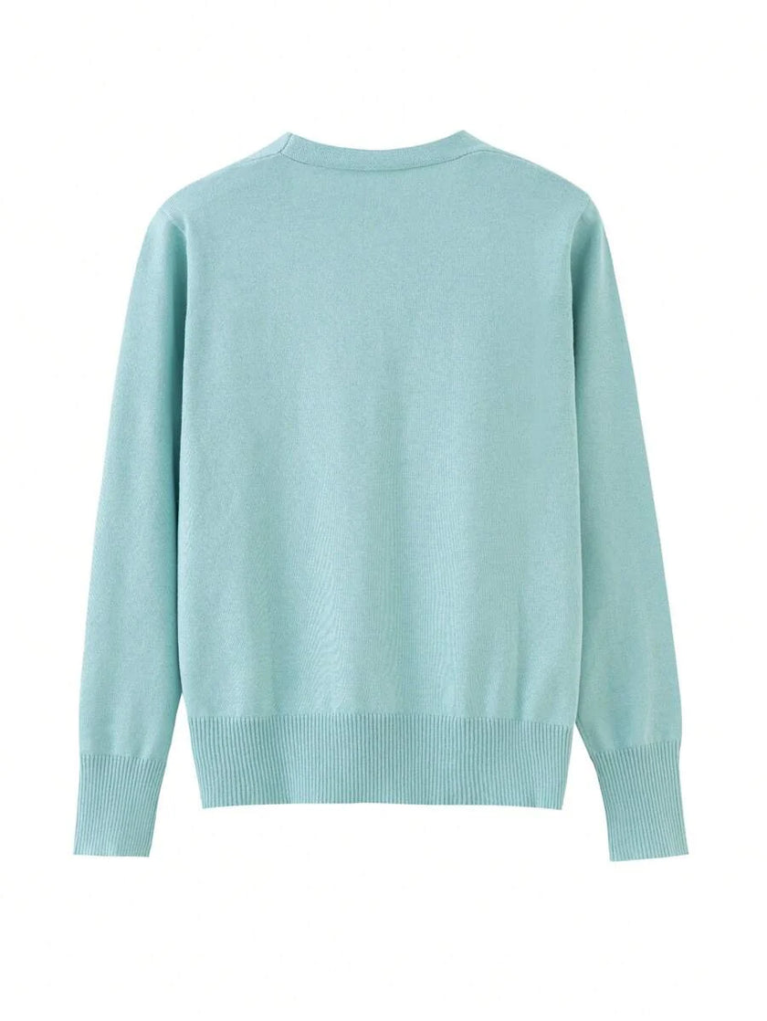 Tilde | Women's Ribbed V-Neck Button-Front Cardigan