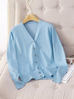 Tilde | Women's Ribbed V-Neck Button-Front Cardigan