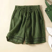 Lightweight women's summer shorts with elastic waist and floral pattern, by FJØRNA, perfect for warm weather and casual wear.