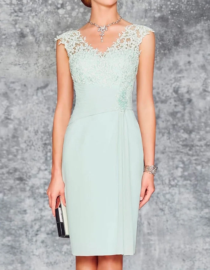 Mint green chiffon midi dress for women, two-piece set by FJØRNA, featuring flowing fabric and elegant design.