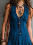 FJØRNA sleeveless mini dress in casual style, featuring a comfortable fit and simple design perfect for warm weather.