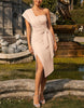 FJØRNA blue one-shoulder midi dress for women, bodycon style, showcasing a fitted design and elegant neckline.