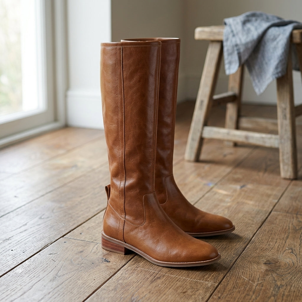 Knee-High Italian Leather Boots with Sleek Silhouette for Women | Salerno